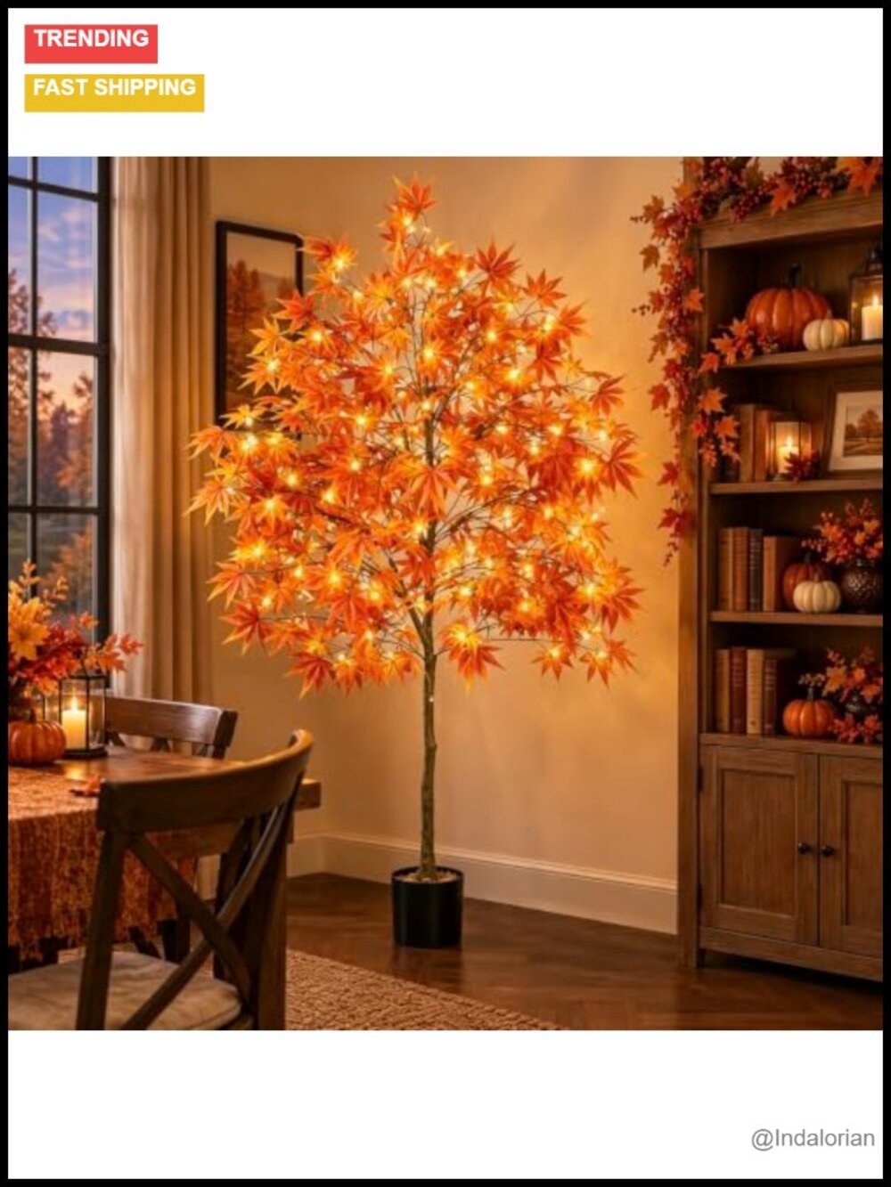 6.5ft Artificial Maple Tree Light Up Fall Decor Indoor Outdoor
